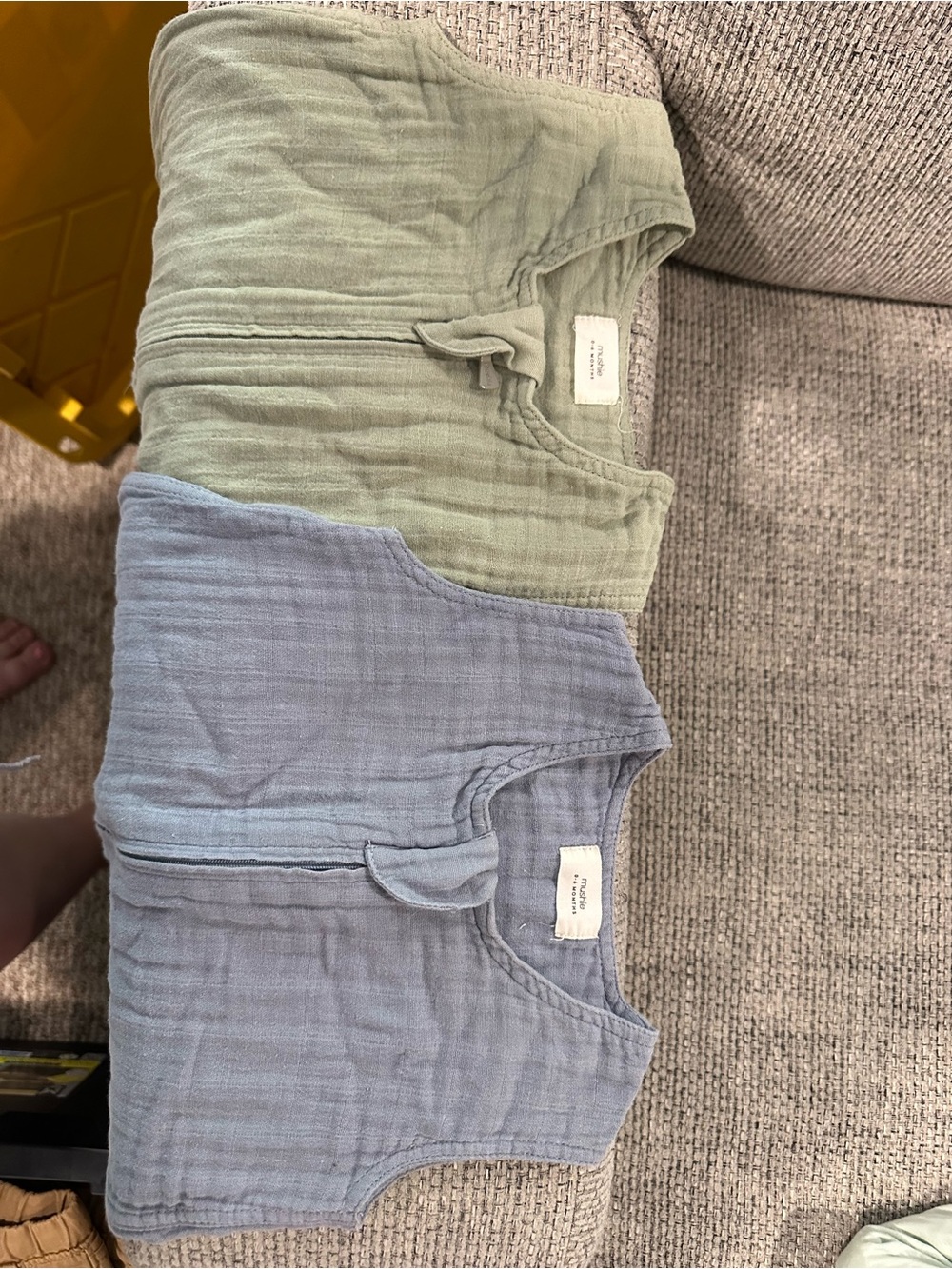 Mushie sleep sack Set of 2 - Sage and Light Blue Muslin